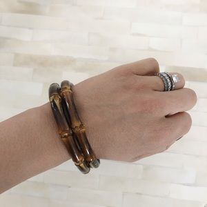 Set of Two wooden bangle bracelets